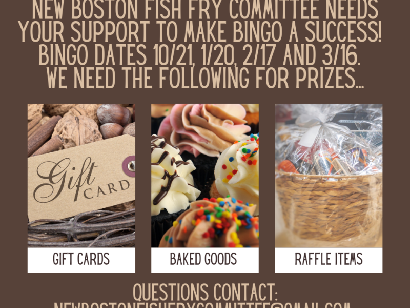 Bingo dates to raise money for Fish Fry!